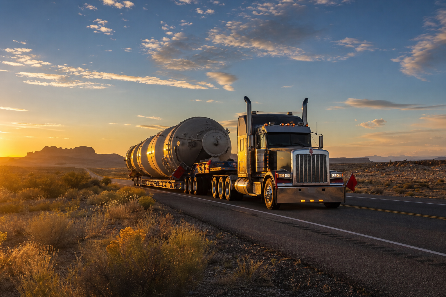 Oversize load semi truck on a New Mexico highway